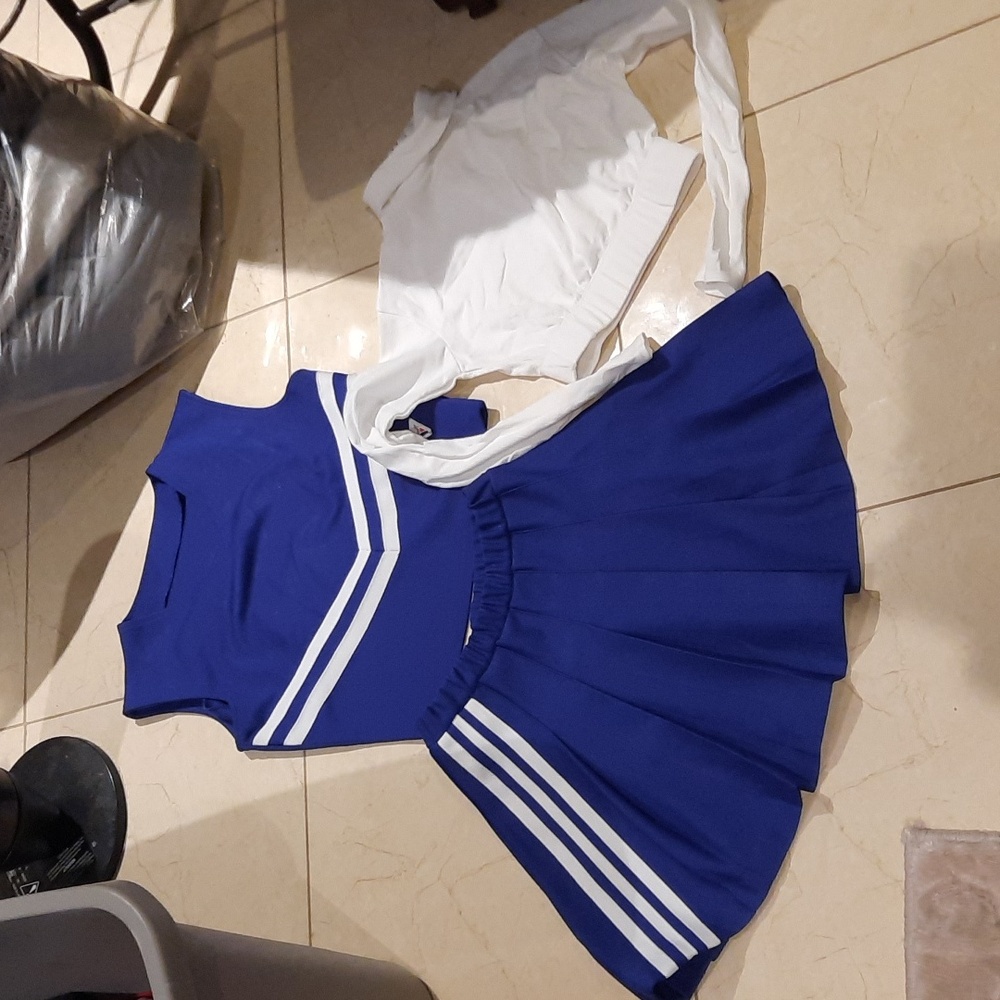 GENUINE VARSITY PROFESSIONAL CHEERLEADING SEXY MAPLE LEAFS UNIFORM BLUE WHITE XS